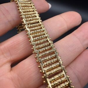 Gold Tone Textured Ladder Bracelet